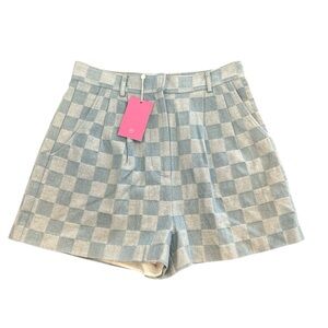 Amanda Uprichard Jane Shorts Size Medium Denim Checkerboard NWT